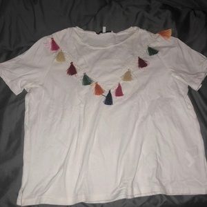 White T-shirt with tassels